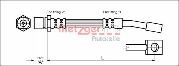 METZGER 4114679 Fékcső, gumifékcső